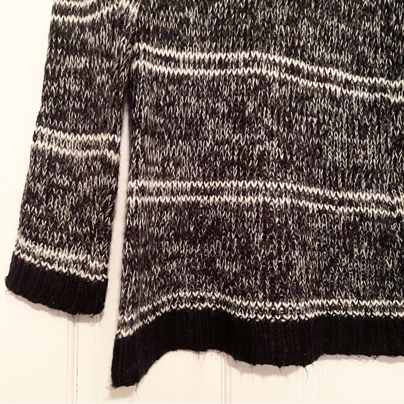 Ashley black, white grey blend long sleeve vneck sweater - Picture 10 of 14